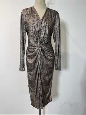 L. Rothschild San Francisco Vintage 80’s Metallic Animal Print Twist-Front Dress